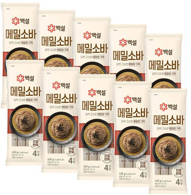 백설) 메밀소바국수(건면)-1박스(400gx10개) 40인분 업소전문용, 400g, 10개