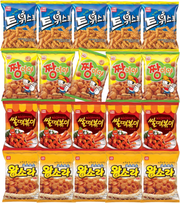 코스모스 트위스트 짱이야 쌀떡볶이 왕소라 대용량 과자선물세트, 20개, 56g
