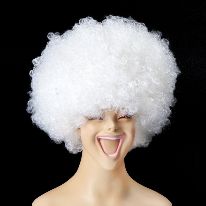 파티짱 점보 뽀글이 폭탄 파마 가발, 화이트, 1개