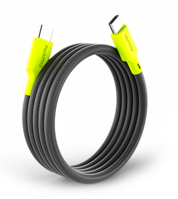 버티탭 팩맥 240W 마그네틱 C타입 초고속충전 케이블 PD CtoC, 네온옐로우, 1개, 1m