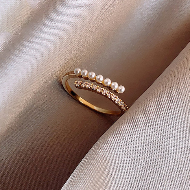 Ramlove 18K 반지 진주형 여성 심플한 디자인 명절 선물 여성 도금 반지 HAR-SS012