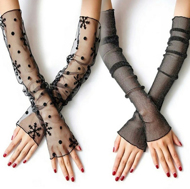 히트앤씨 1682 망사 팔 토시 1+1 롱 반장갑 펄토시 긴토시