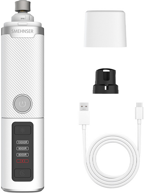 반려견 네일 그라인더 전문가용 전기 충전식 반려동물 네일 패스트 트리머 통증 없음 발톱 관리 그루밍 매끄러움 무소음 - 충격 방지 소형 대형견 및 고양이용 업그레이드, White