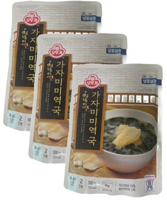 오뚜기 청담미역 가자미미역국 캠핑음식 간편식, 8세트, 500g