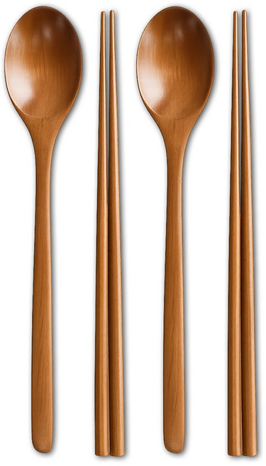 스마트에어 나무 옻칠 수저, 브라운, 단품, 2세트