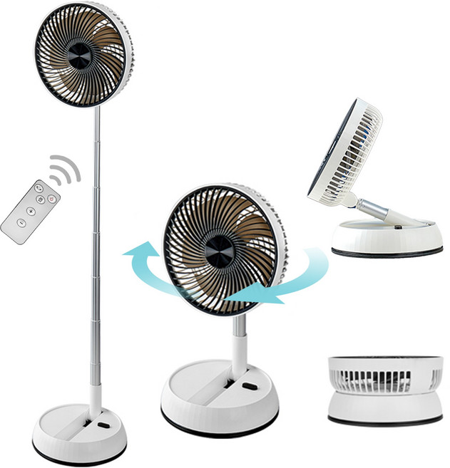 에란스타 휴대용 무선 스탠드 접이식 선풍기, 블랙+화이트, F158-A