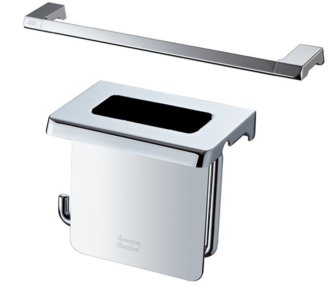 아메리칸스탠다드 크롬 2종 세트 큐브P 수건걸이 + 휴지걸이 세트