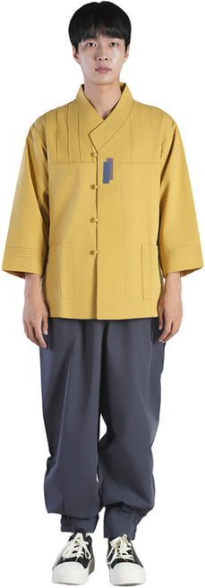 [편한생활한복] 남자 개량한복 이중지 선염 한벌 생활한복