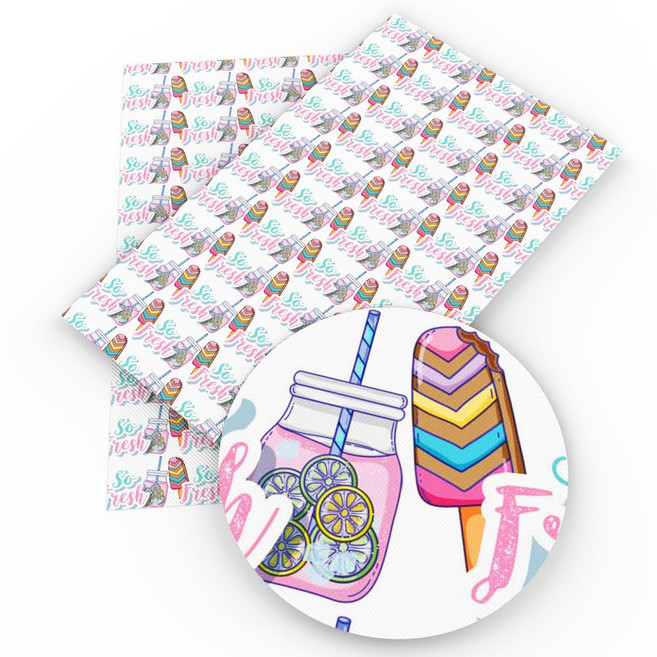 식품 주스 커피 비스킷 케이크 인쇄 합성 인조 가죽 시트 DIY 활 공예 선물 장식 비닐 20x33cm, 1063983, 1개