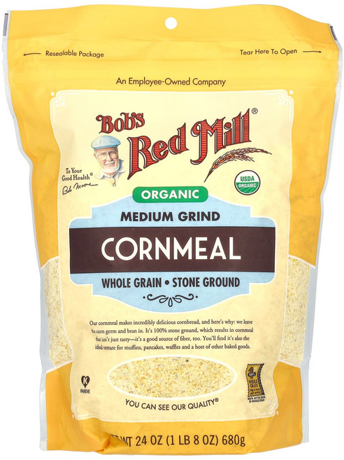 건강챙기세요 Bob's Red Mill 유기농 중간 입자 옥수수가루 천연 곡물 680g(24oz) 백살까지오래오래, BobsRedMill유기농중간입자옥수수가루천연곡물680
