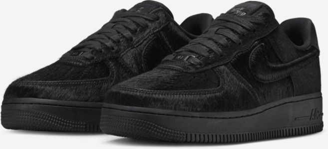 국내매장판 나이키 에어포스1 07 포니헤어 올블랙 벨벳 스니커즈 운동화 남녀공용 데일리룩