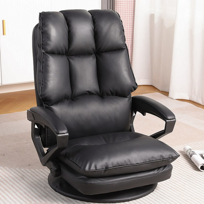 SeekFun 리클라이너 게이밍 컴퓨터 1인용 쇼파 푹신한 가죽 좌식 의자, 1개, 블랙/Black