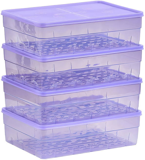 땡스소윤 냉동실 전용 밀페용기 점보 쿨라벤더, 4개, 3.2L