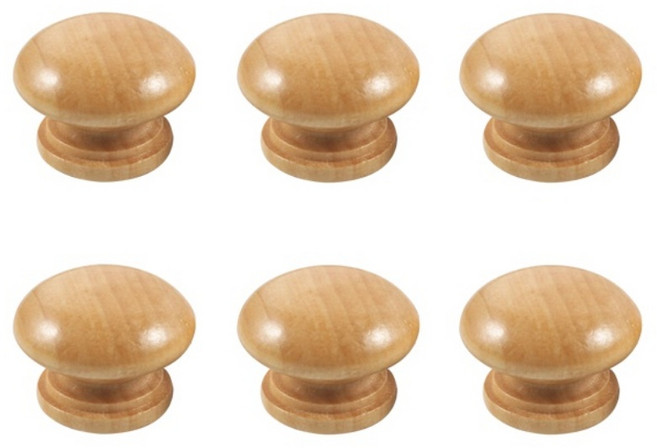 원목 서랍장 손잡이 + 나사 세트 원형 가구 나무 손잡이 장식 서랍장손잡이 서랍손잡이 가구손잡이, 34 x 25 mm, 6개, 원목색