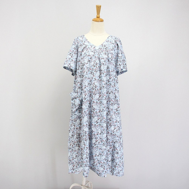 [서울양품점] NEW 마미 브이넥 아사반팔 잠옷원피스 _빅사이즈 홈웨어원피스 66~88