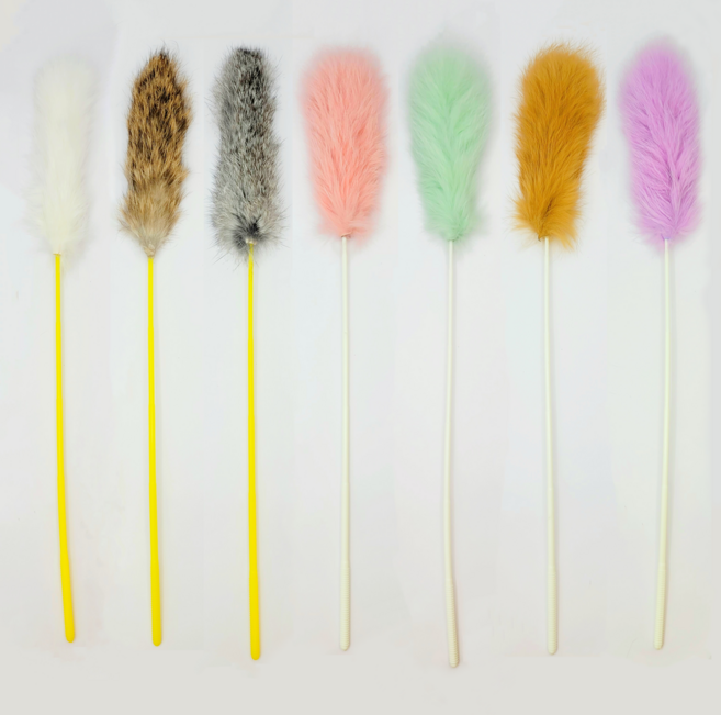 솔빈마루 고양이 장난감 토끼털 오뎅꼬치 7개입, 혼합색상, 1세트