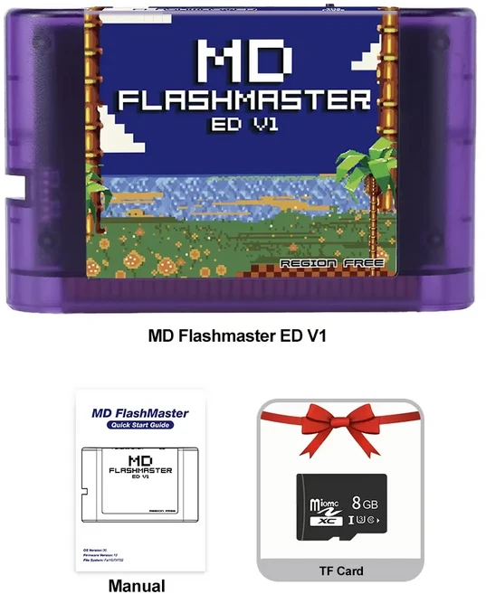 메가 드라이브 MD 게임 카세트용 새로운 4000 in 1 카트리지 제네시스 레트로 콘솔용 8GB TF 카드 포함, 02 Tran Purple