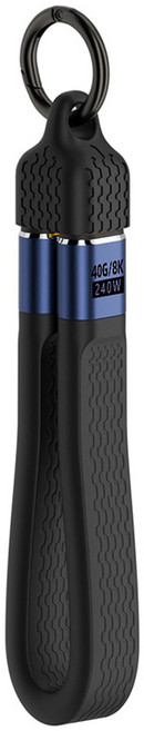 ibits MDD USB4軟板短線 雙TypeC 40Gbps PD100W 便攜, 黑色帶鑰匙扣, 1個, 13.7cm