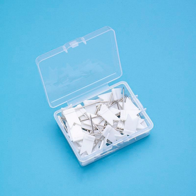 彩色可愛圖釘 可愛大頭針 地圖標記 塑料圖釘, 白色,旗幟針【50枚】, 1個