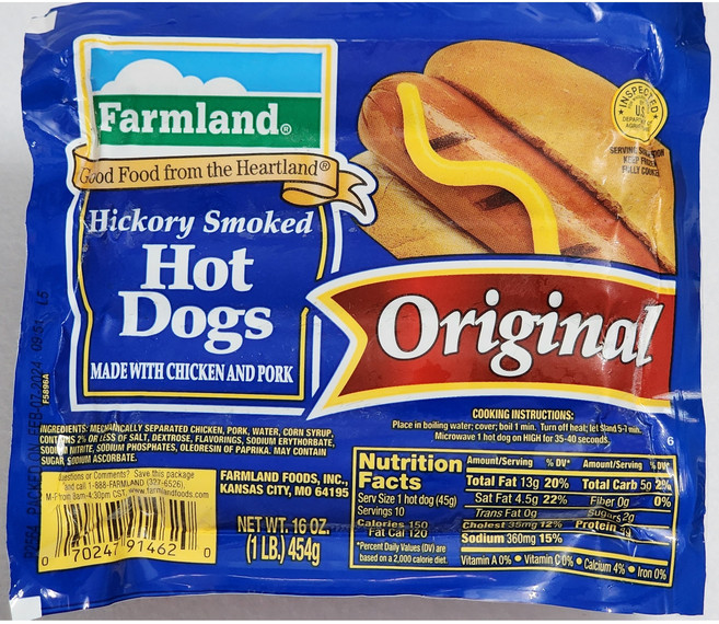 팜랜드 핫도그 소시지 오리지널 부대찌개 소세지 캠핑요리, 454g, 3개