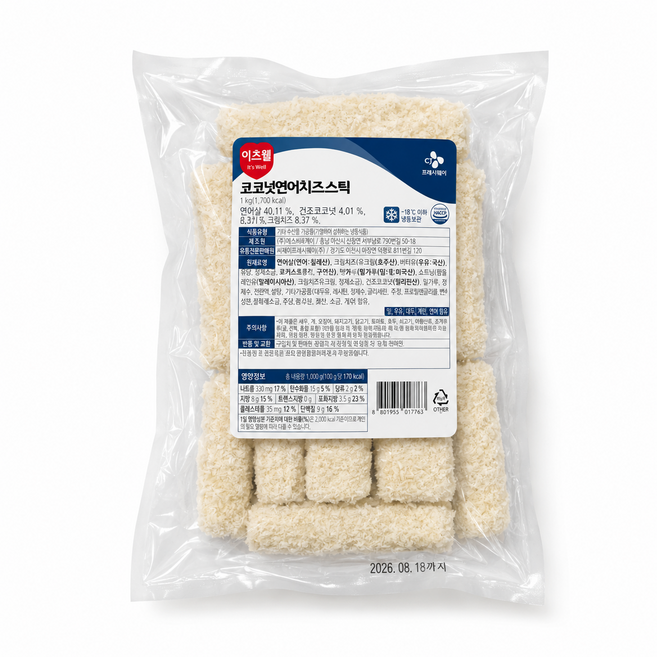 이츠웰 코코넛 연어치즈스틱, 4개, 1kg