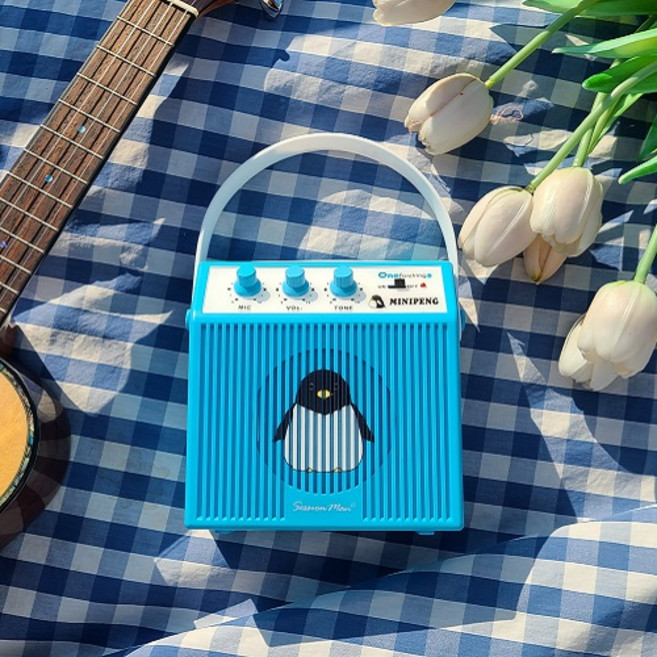 가정용 휴대용 미니앰프 칼림바 우쿨렐레 기타 엠프 미니펭 MINIPENG AMP 악기 앰프 5W, 블루, 1개