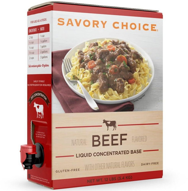 SAVORY CHOICE Mirepoix 국물 농축액 4.5리터(1.19갤런) 턱받이 - 글루텐 프리 다이어리 프리 미르포아 농축액 요리사 또는 애호가를 위한 대량 선반, 쇠고기, 5.4kg