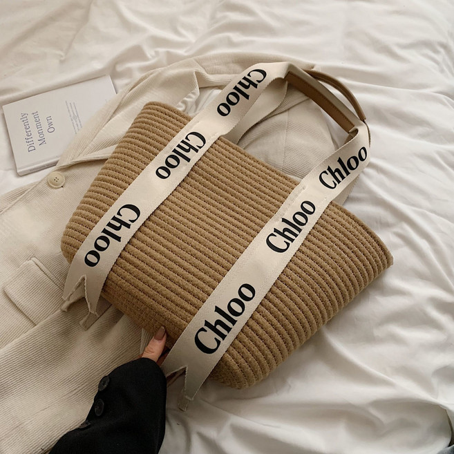 여성용 대용량 라탄 토트백 - 휴가 비치백 출근 데일리 가방