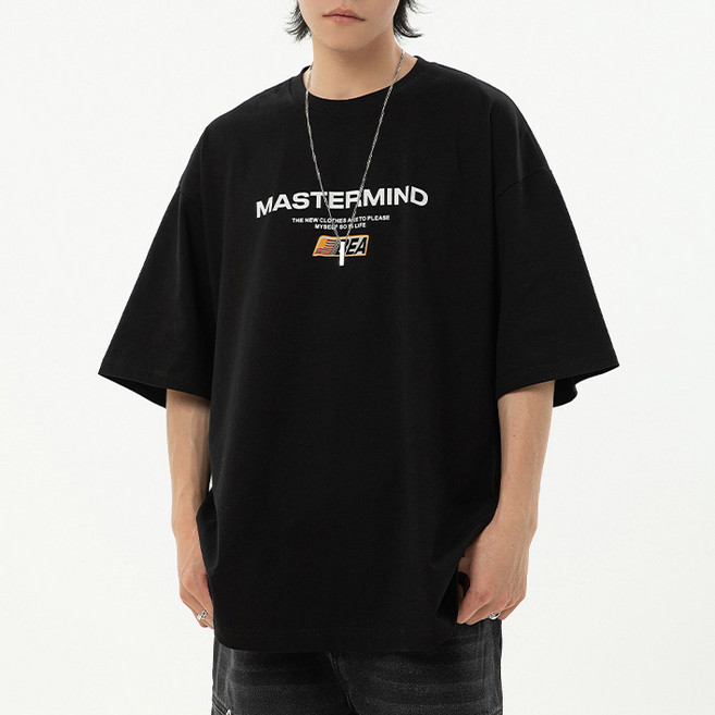 지디오 엑스M 남성 오버핏 반팔티 스트릿 프린팅 반팔 티셔츠 남여공용 라운드 헤비 면티 레터링 박스티 남자반팔티 남여공용 일상