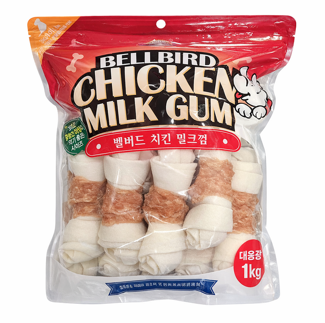 굿픽샵 코스트코 벨버드 치킨 밀크껌 강아지껌 대용량 사탕증정, 1개, 1kg, 치킨 밀크 껌