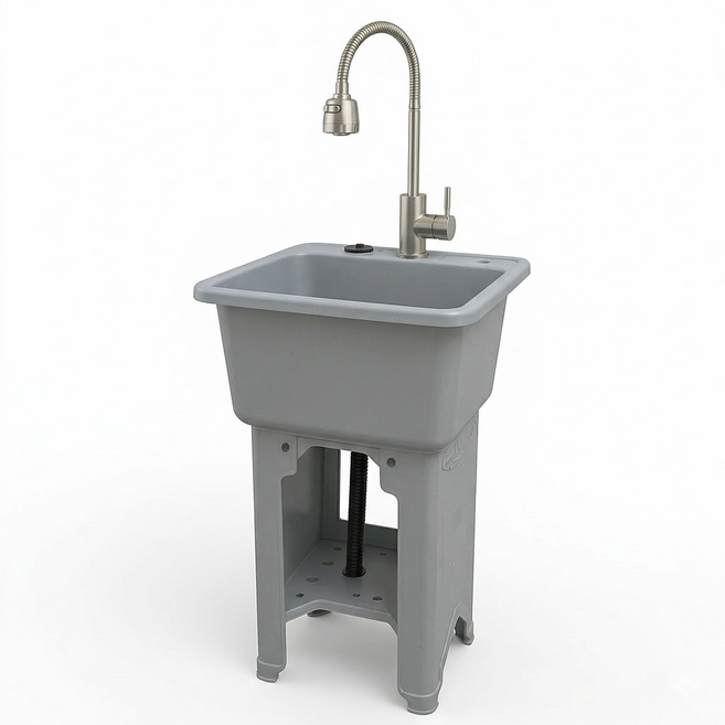 파파스 미니 싱크대 간이 소형 씽크대 보조 개수대, 그레이, 1개