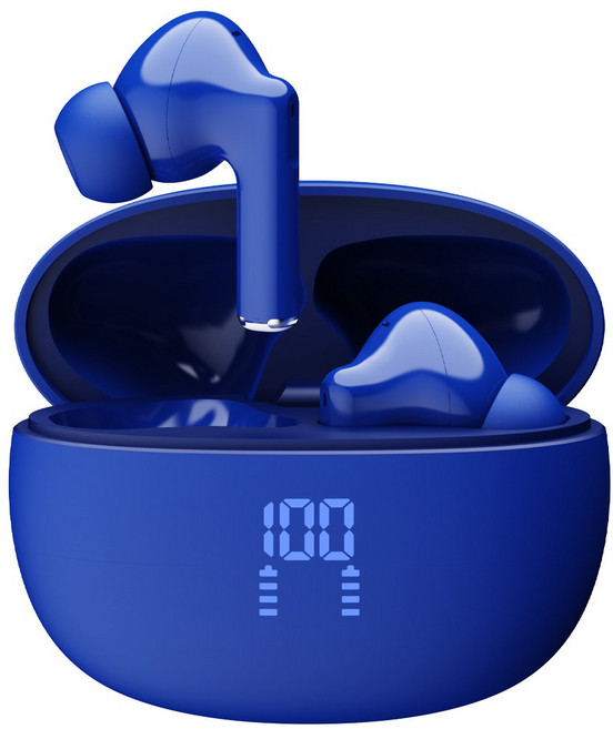 프랑스 톰슨 ENC 노이즈 캔슬링 LED 블루투스 6.0 이어폰 무선 방수, 블루 TBE-201B