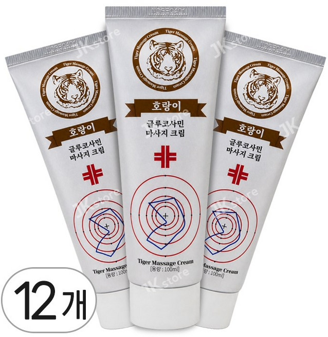 나담코스 호랑이 글루코사민 마사지 크림 스포츠 근육통 관절 무릎 손목 뼈 바르는파스, 12개, 100ml