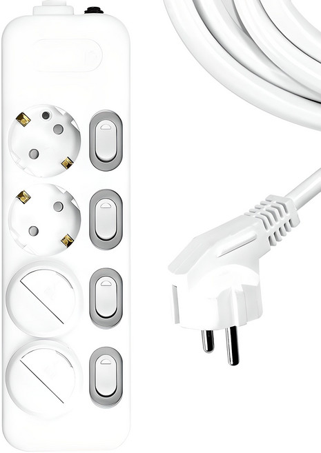 써지오 개별 멀티탭 4구 DH-1648-MT + 안전커버 2p, 3m, 혼합색상, 1개