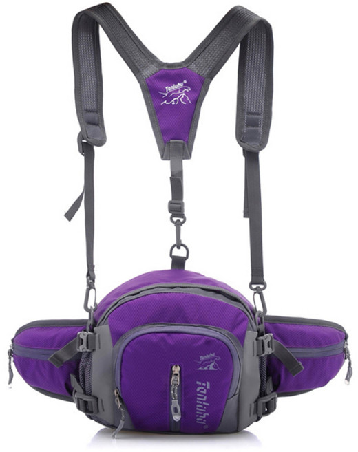 고급 소형 힙색 등산배낭 크로스백 슬링백 자전거가방, 퍼플