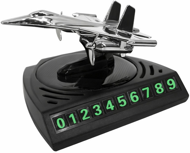 차량용 방향제 주차번호판 태양열 회전 프로펠러 비행기 전투기 자동차 인테리어 소품, 실버 핑크샌드