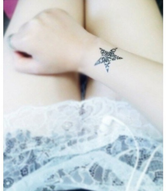 字母星星X-240 【WAWA TATTOO】防水紋身貼紙微刺青貼紙, 1個