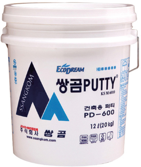 쌍곰 건축용퍼티 쌍곰퍼티 PD 600 20kg 반품불가, 1개