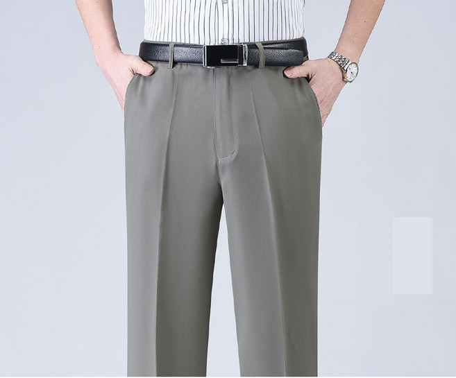 중년 남성 정장 바지 봄 여름 루즈핏 얇은 긴바지 하이웨이스트 아빠 바지 캐주얼 스판 일자 정장 팬츠 CY