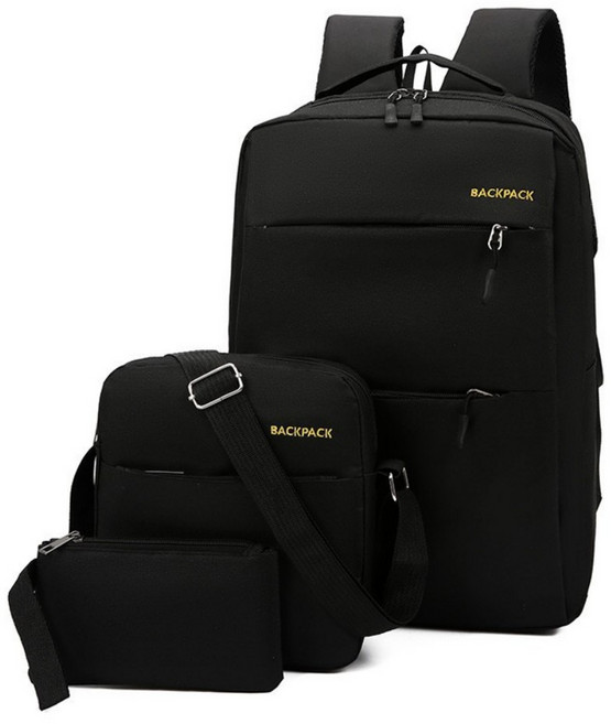 [웨일쓰] 남녀공용 심플 백팩 3종 세트 출퇴근용 캐주얼 대용량 노트북 백팩