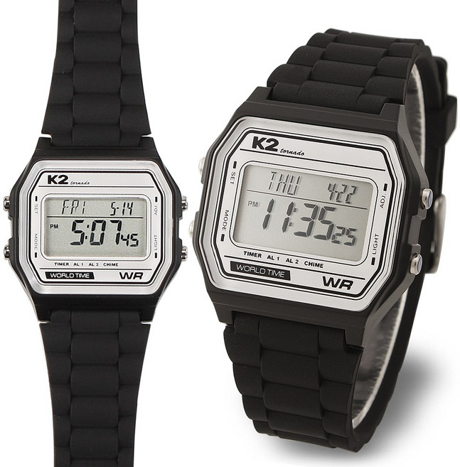 [K2 tornado] 월드타임 방수 공용 남성 여성 학생 전자시계 K2-023