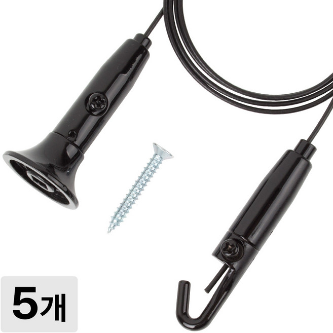 [철물인] 액자걸이 강력천장피스 대 10kg용 블랙 - 천장고정용, 5개, 와이어1미터-블랙