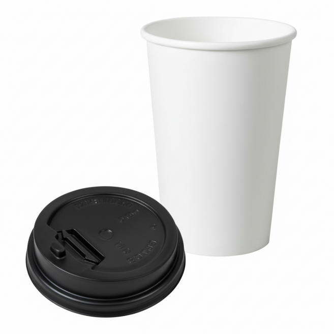 [종이컵 뚜껑세트100P]16온스 480ml 카페 사무실 무지 테이크아웃 일회용컵, 1개, 100개입