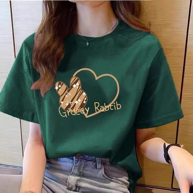 短袖圓領印花T恤 夏季薄款透氣寬鬆顯瘦上衣