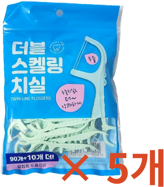더블 스켈링치실 두줄치실 y형치실 치간치실, 5개, 100개입