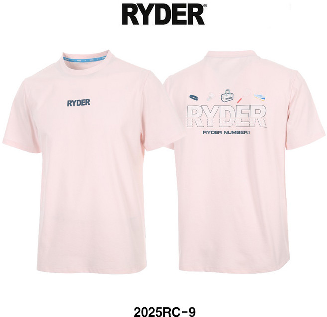 라이더 티셔츠 배드민턴 반팔 상의 남성 여성 반팔티 코튼라이크 오버핏 핑크 2025RC-9