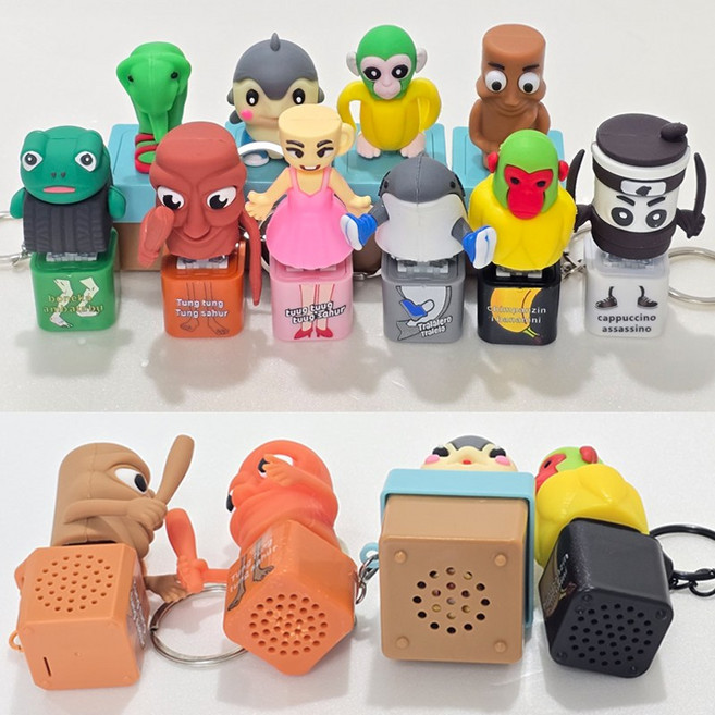 10종 뉴시즌 작은 스피커가 달린 이탈리안 브레인롯 사운드 키링