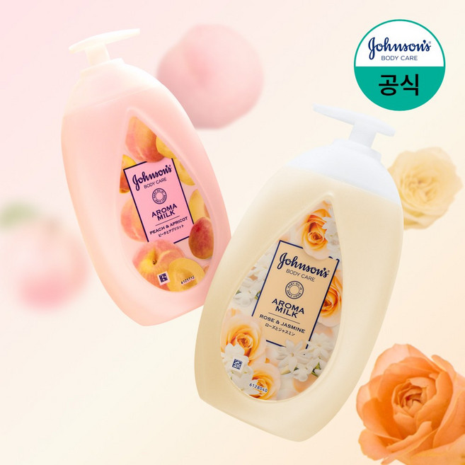 존슨즈 바디로션 아로마 밀크 로즈 앤 자스민500ml + 피치 애프리콧 500ml, 1개, 1L