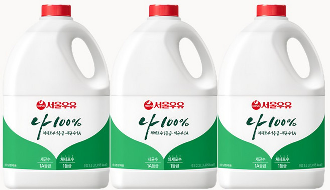 서울우유 나100% 2.3L 아이스박스 안전포장, 3개
