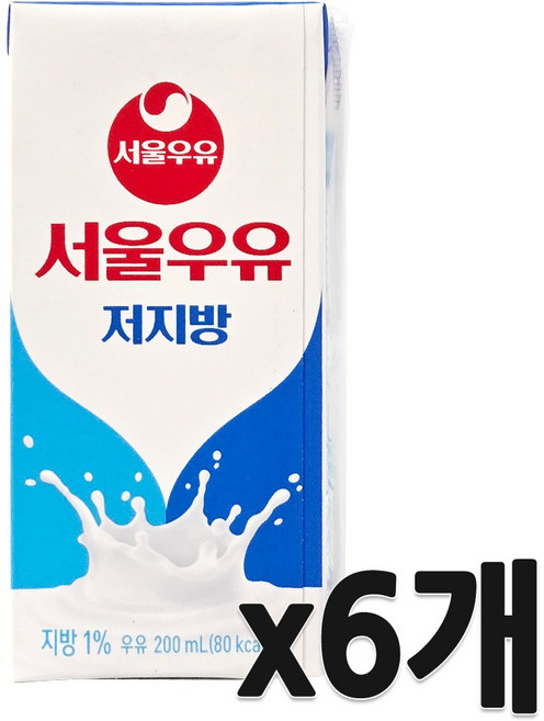 서울우유 저지방 멸균우유, 200ml, 6개